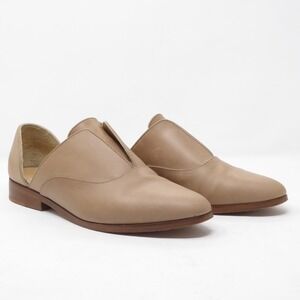 NISOLO Emma d'Orsay Oxford Womens Tan Leather Pointed Toe Cutout Flats Size 8